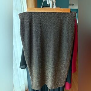 Black Metallic Pencil Skirt - M